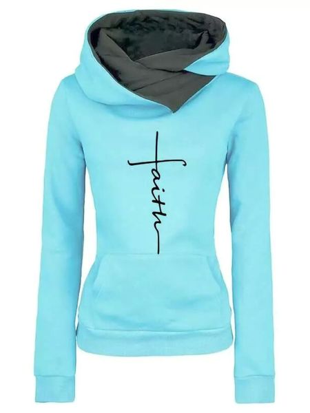 

womens hoodies sweatshirts autumn winter women faith embroidered sweatshirt long sleeve pullovers christmas casual warm hooded 230208, Black