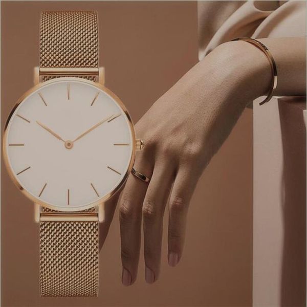 

luxury women simple designer watches 32mm rose gold ladies quartz watch dress watch clock women montre femme reloj mujer dropshipp209n, Slivery;brown