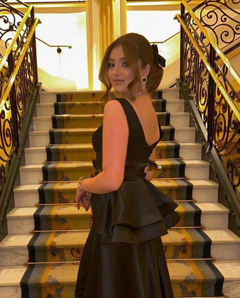 

black mermaid prom dresses 2023 elegant tiered skirt saudi dubai evening party gowns sleeveless party robe de soiree