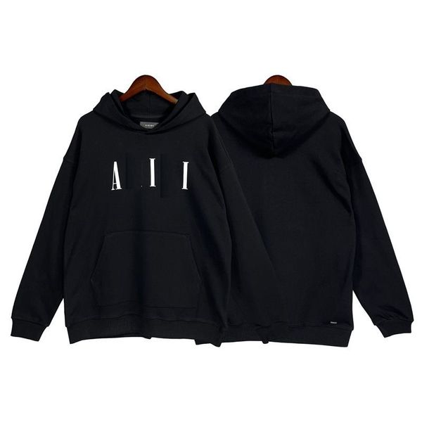 

2023 mens hoodies sweatshirts designer for men hooded am print hip hop women pullvoer long sleeve loose, Black