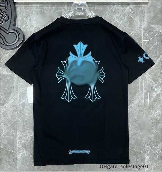 

ch fashion men's t shirt designer chrome classic summer brand short sleeve sanskrit letter pullover t-shirt horseshoe cross pattern he, White;black