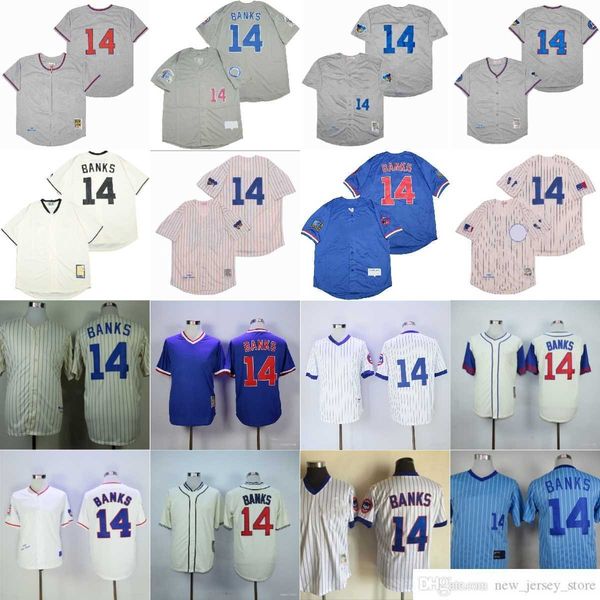 

movie mitchell and ness baseball 14 ernie banks jerseys vintage 1968 1969 grey white blue pullover all stitched breathable for sport fans co, Blue;black