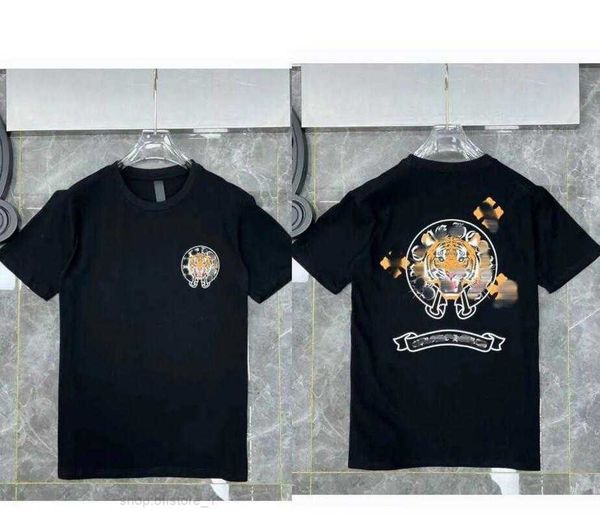 

luxury fashion t shirts ch brand man t-shirt horseshoe flower tees summer cross sanskrit letter short sleeve designer tshirts women f4c1, White;black
