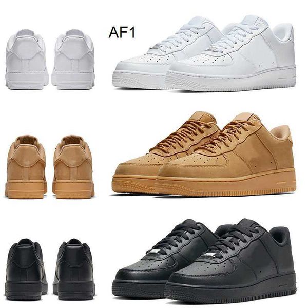 

2023 mens women classic one running shoes platform sneakers airforce 1 07 cut low triple black white wheat skateboarding af1 trainers