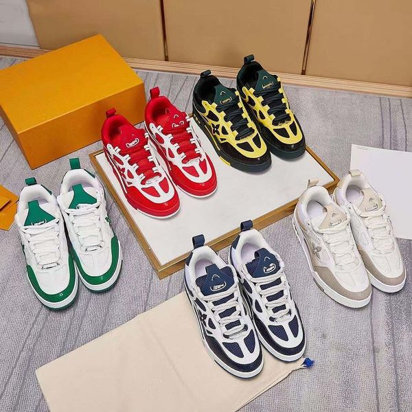 

1854 sneakers us12 designer mens luxury casual shoes embossed leather curb sneakers classic calfskin stripe stretch cotton low rubber platfo, Black