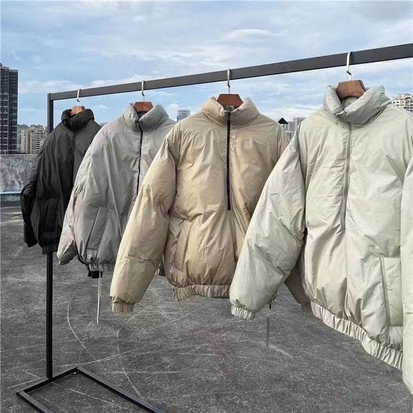 

designer parkas ess coats warm jackets essentials hooded hoodies selling thick half zip cotton jacket chain mens women loose clothing l1rk#, Black