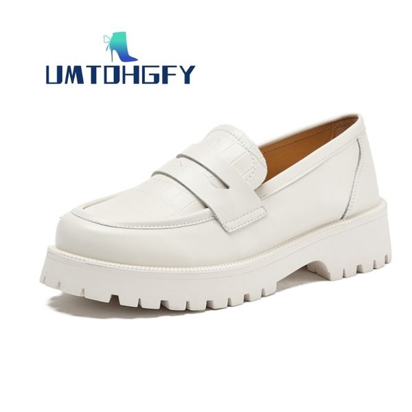 

dress shoes genuine leather spring autumn women's classic loafers shoes female thick-soled college office lady daily casual girl 34-42, Black