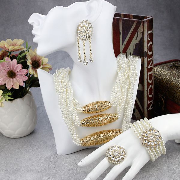 

bracelet necklace neovisson fashion style gold color morocco jewelry sets necklace earring ring charm bracelet algeria bride wedding jewels, Silver