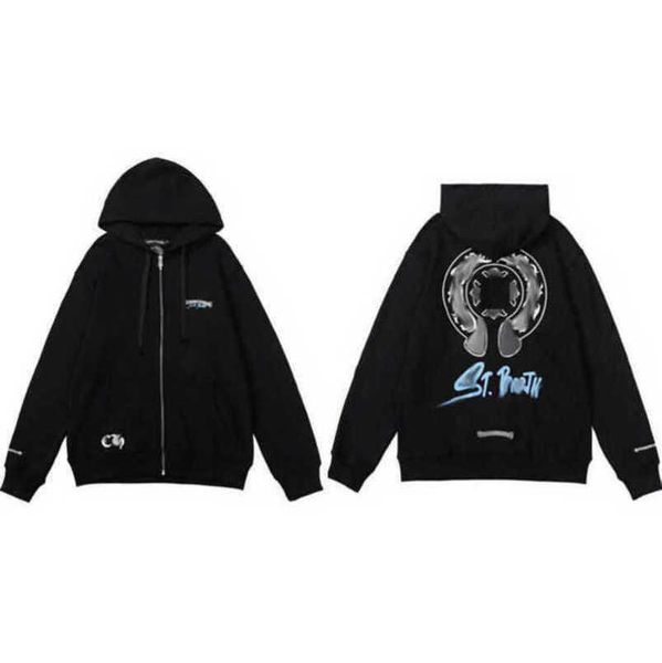

fashion luxury mens jackets sweatshirts designer hoodies sanskrit sweater zipper hooded cross pullover hoodie casual men women coat jacket, Black;brown