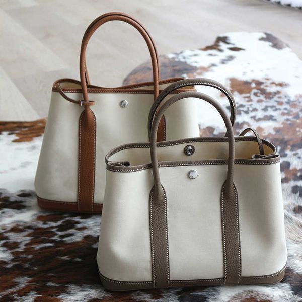 

herme garden party bags online storelayer cowhide with canvas beige garden bag tote commuter 36cm