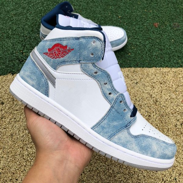 

original quality 1s basketball shoes mens woman jumpman 1 mid french blue fire red white light steel grey designer shoes sports sneakers shi