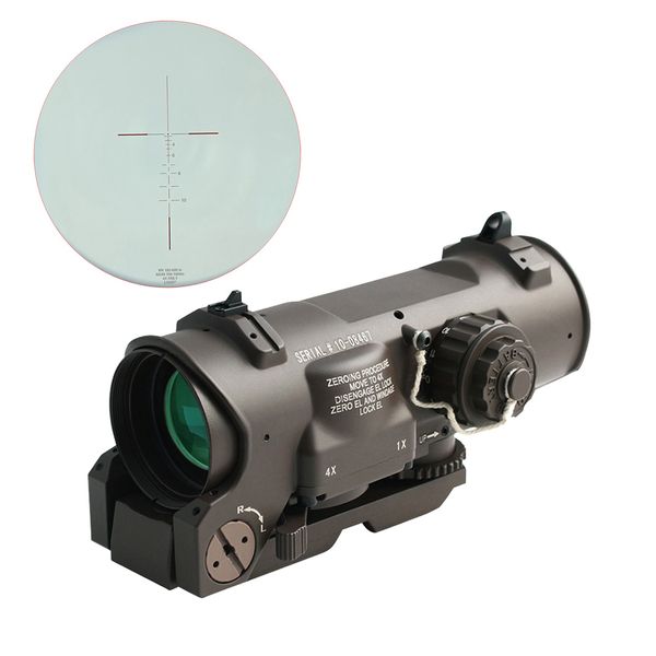 

tactical upgraded dr 1x-4x scope virtual telescope 4x magnifier optic riflescope red illuminated mil-dot for hunting rifle