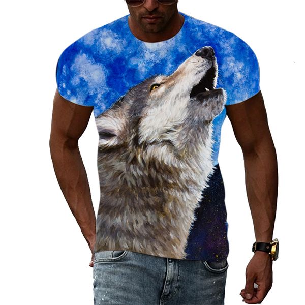 

men's tshirts harajuku street summer casual trend 3d animal wolf tshirt fashion personality printing shortsleeved hiphop 230209, White;black