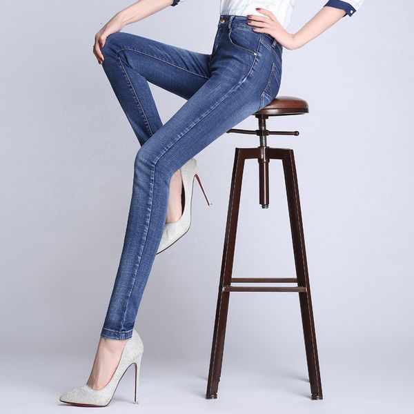 

women's jeans autumn and winter slim fit fashion casual all match 230209, Blue
