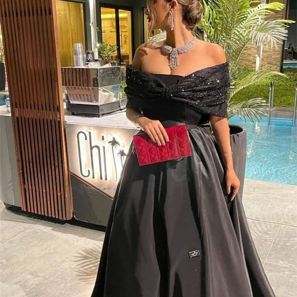 

party dresses off shoulder robe de cap sleeves evening gown custom made satin sequined elegant formal dress prom 230209, White;black