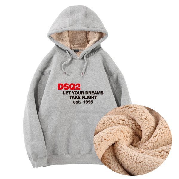 

men's hoodies dsq2 fashion brand winter thickened cashmere jacket men's sports sweater fleece hoodie women's loose fleece pul, Black