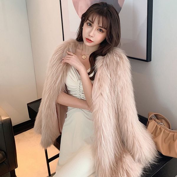 

women s jackets autumn winter women faux fur long sleeve coats mid length knitted fashion streetwear for girls 230208, Black;brown