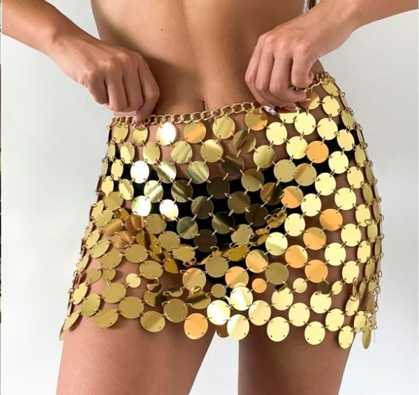 

skirts plastics sequins net harness waist chain dress summer beach underwear belly chain bikini women jewelry 230209, Black