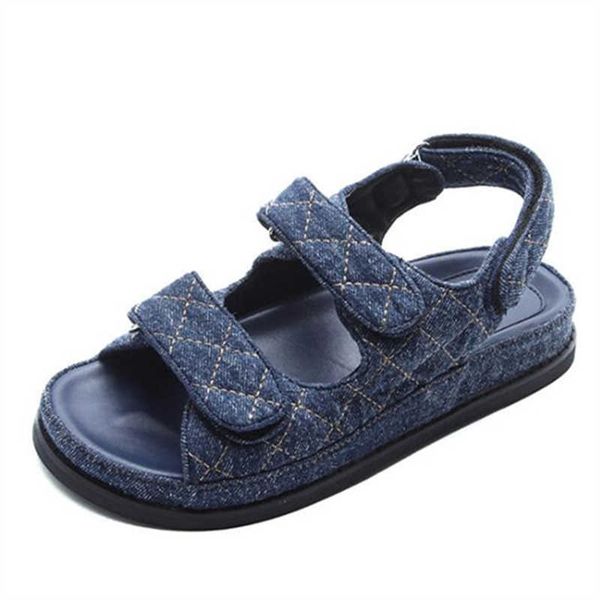

sandals plaid women sandals blue casual flats summer denim beach shoes woman sandalias mujer footwear thick sole gladiator sandal