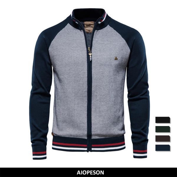 

men's sweaters aiopeson spliced cardigan men streetwear casual cotton sweater men winter fashion brand cardigans for men 230208, White;black