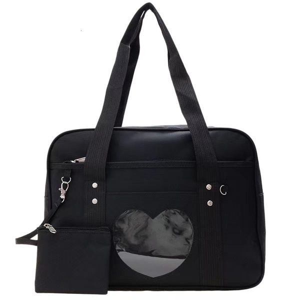 

evening bags fashion women shoulder handbags cute transparent love heart patchwork canvas tote ladies casual large capacity 230208