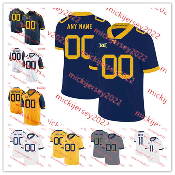 

custom stitched west virginia mountaineers football jersey bryce ford-wheaton donavan beaver jordon white reese smith taijh alston west virg, Black