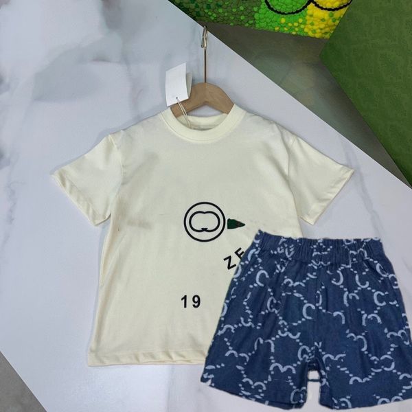 

2pics baby set kid sets kids designer clothers toddler t shirt clothing boy girl tracksuits short sleeve suits luxury brand classic summer, White