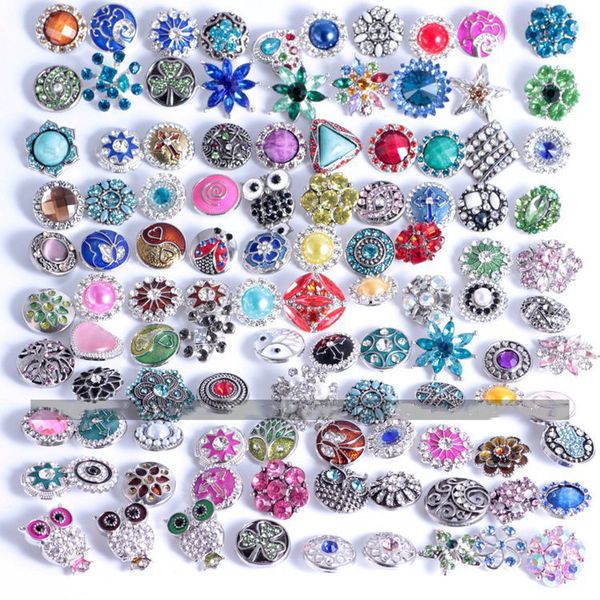 

home craft tools charm bracelets jewelry 18mm snap button rhinestone mixed style clasps fit for noosa buttons leather necklace diy accessori
