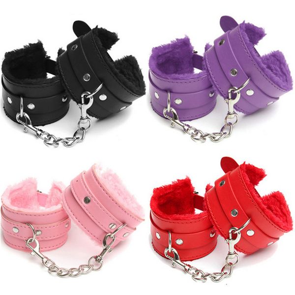 

mens g-strings pu adjustable leather plush handcuffs ankle cuffs are suitable for couples. alternative binding handcuffs are men female dild, Black;brown