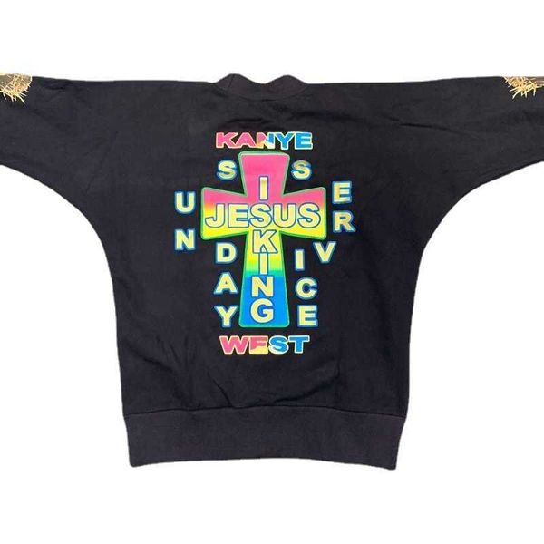 

men's hoodies sweatshirts 22ss cross foam letter print jesus is king hoodies men women eu size soft fabric jesus is king sweatshirt hip, Black