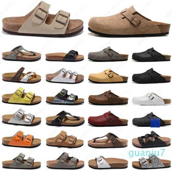 

designer sandals birks boston clog arizona gizeh men women summer autumn winter slippers leather felt sliders outdoor indoor buckle strap sg, Black