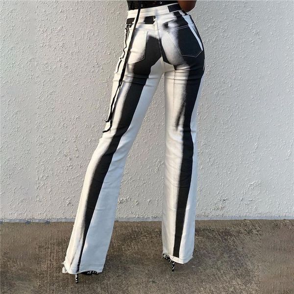 

women's pants spring and autumn women's new high-waisted digital printed slim speaker yoga casual pants women, Black;white
