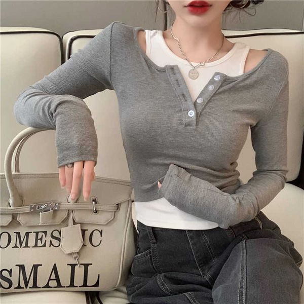 

women's t-shirt woman tshirts autumn winter coat long-sleeved t-shirt mujer camisetas y2302, White