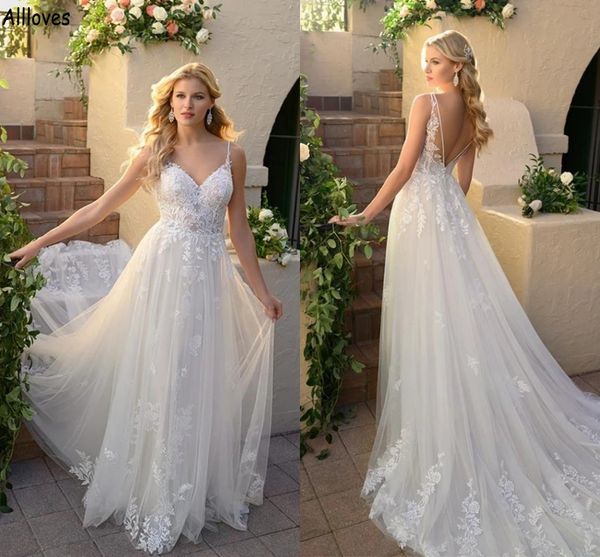

maternity a line wedding dresses for bride tulle appliqued lace romantic boho garden bridal gowns plus size backless robes de mariee recepti, White