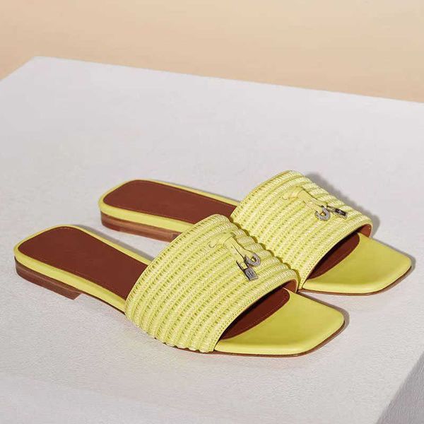 

sandals 2022lp leather women slippers summer embroidered sandals and slippers flat large size vacation women's shoes t230208, Black