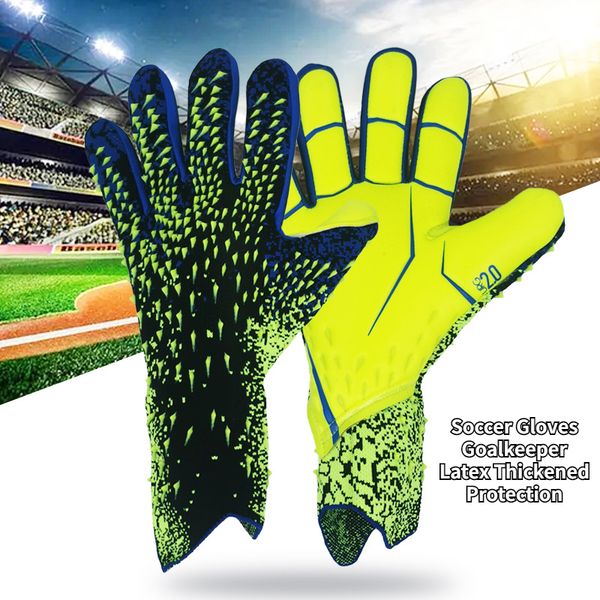

sports gloves professional football gloves goalkeeper latex thickened protection adults child goalkeeper sports football goalie soccer glove, Black