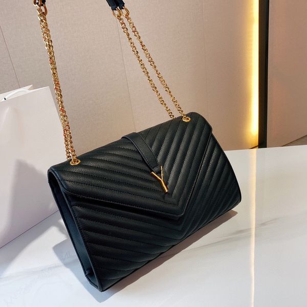 

womens designer chevron line v-stitch quilted bags aged gold metal chain crossbody shoulder messenger envelope bags 3 colors outdoor sacoche