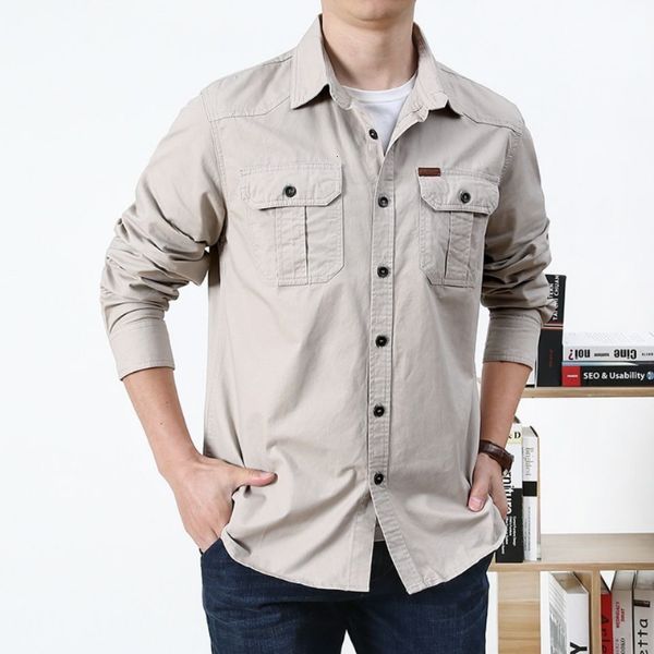 

men's casual shirts spring and autumn clothing longsleeved shirt work clothes chest pocket singlebreasted lapel loose 2023 230209, White;black