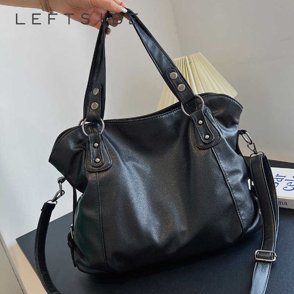 

2023 winter shoulder bags for women vintage solid color simple large capacity big pu leather the latest handbags travel totes