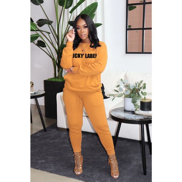 

women's two piece pants design 2 pcs tracksuit set letters o neck long sleeve autumn casual outfits 230209, White