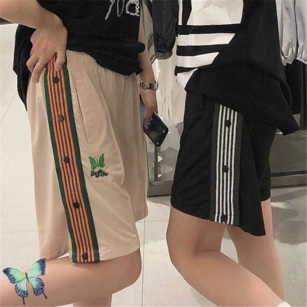 

men's shorts 2022 stripe butterfly embroidery awge button needles shorts breeches t230209, White;black