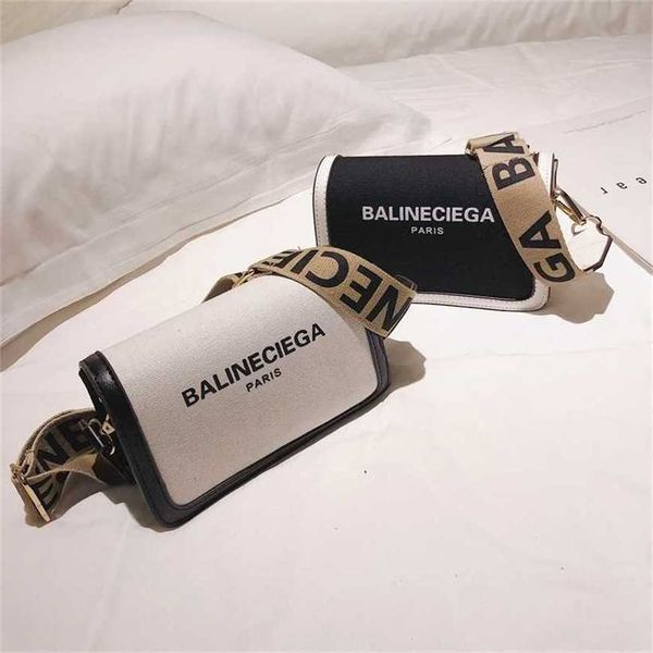 

26% off handbag 2023 new bag canvas letter printed small square women's wide belt messenger shoulder