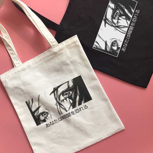 

evening bags japanese gothic anime large-capacity canvas bag letter shopper bag harajuku casual vintage fun ulzzang dark women shoulder bags