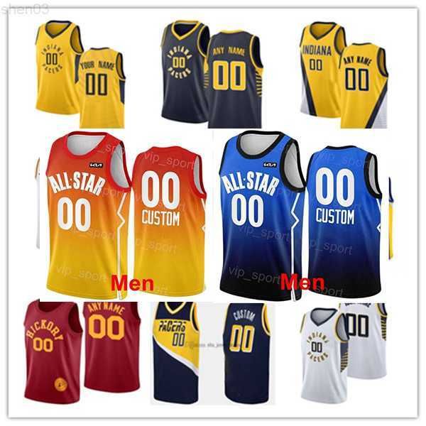 

2023 all-star basketball jerseys indiana''pacers''custom mens womens youth 0 tyrese haliburton 3 chris duarte 24 buddy h, Black;red