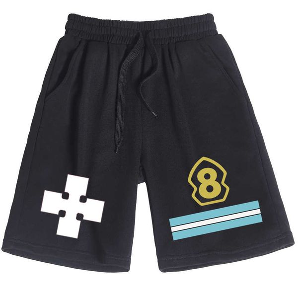 

men's shorts anime fire force shorts man woman casual loose beach cotton short pants t230209, White;black