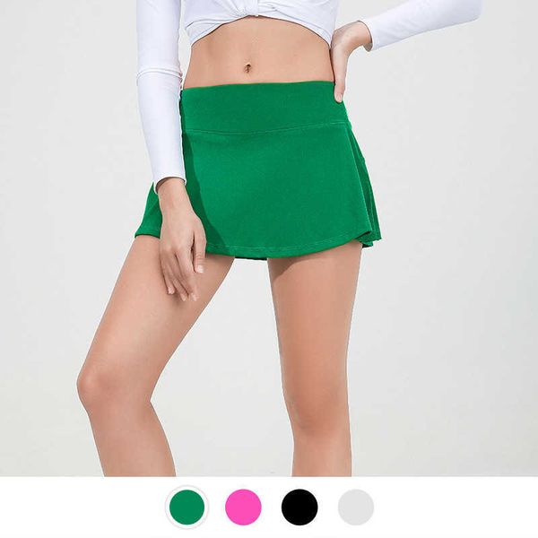 

l-88283 colorful slim yoga skirt breathable mini skirt pants running fitness tennis anti-light skirt gym clothes, Black