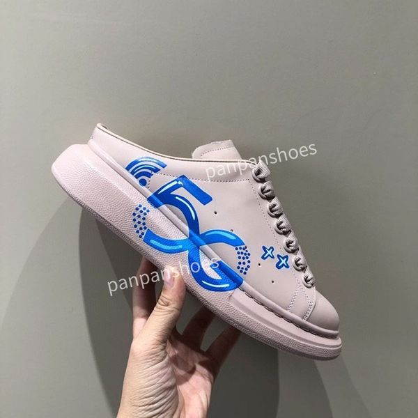 

luxury designer women men casual shoes patchwork sneakers runway platform wedges round toe lace up mens loafers, Black