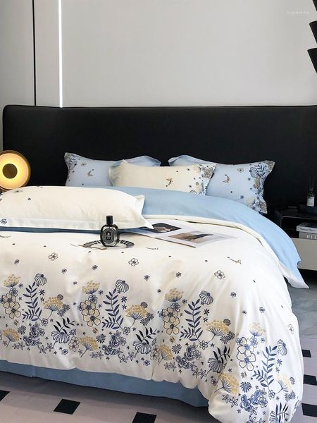 

bedding sets bedding sets white flowers embroidery cotton set soft duvet cover flat sheet bed comforter covers pillowcases  fortranspar