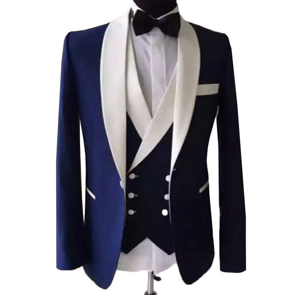 

mens suits blazers thorndike fashion navy blue for men custom made slim groom 3 piece wedding suit jacketpantsvest 230209, White;black
