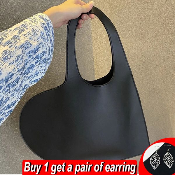 

evening bags fashion black heart handbag women pu leather handle shopping tote shoulder trendy crossbody purse 230208